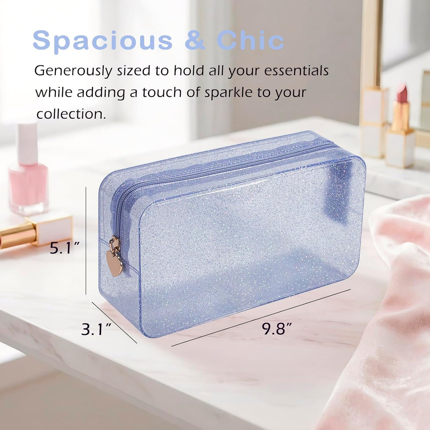 Bolsa maquillaje viaje PVC impermeable con cremallera SPF