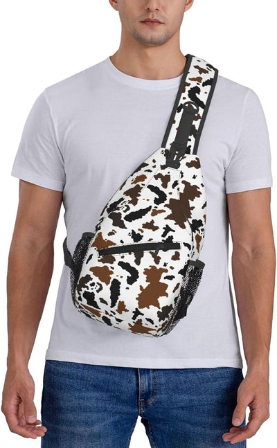 Bolso cruzado estampado vaca para viajes senderismo ciclismo