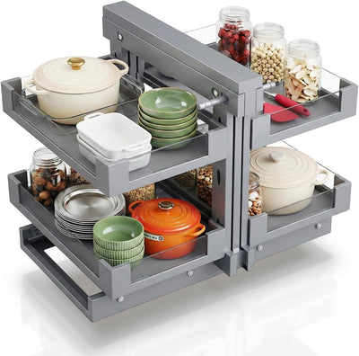 Organizador extraíble esquina cocina 2 niveles cestas