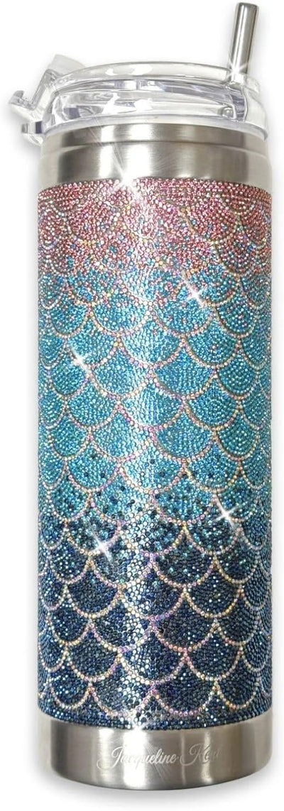 Vaso cristal sirena 20oz con tapa transparente popote