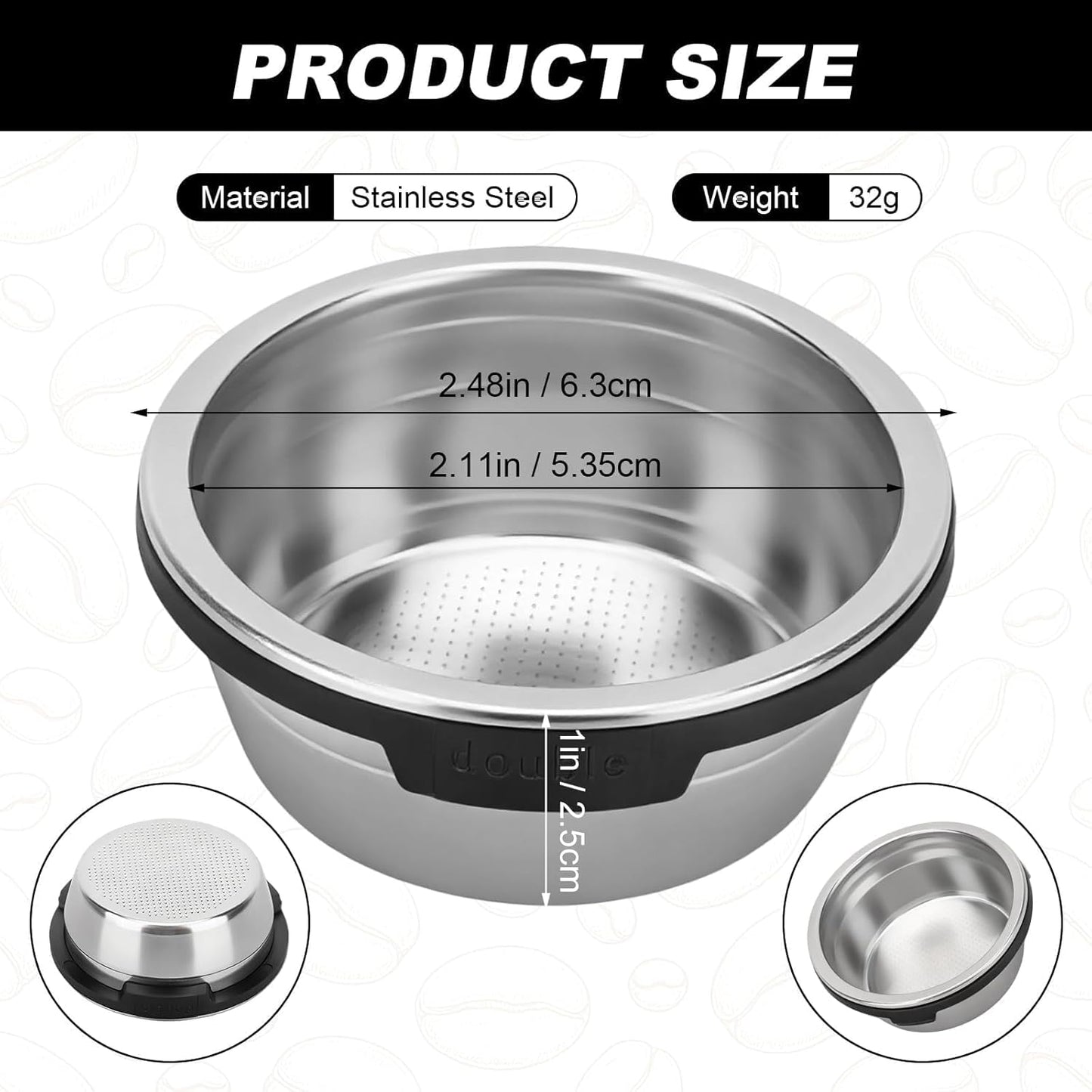 Cesta de filtro doble compatible con Ninja Luxe Cafe ES601 ES701 de acero inoxidable