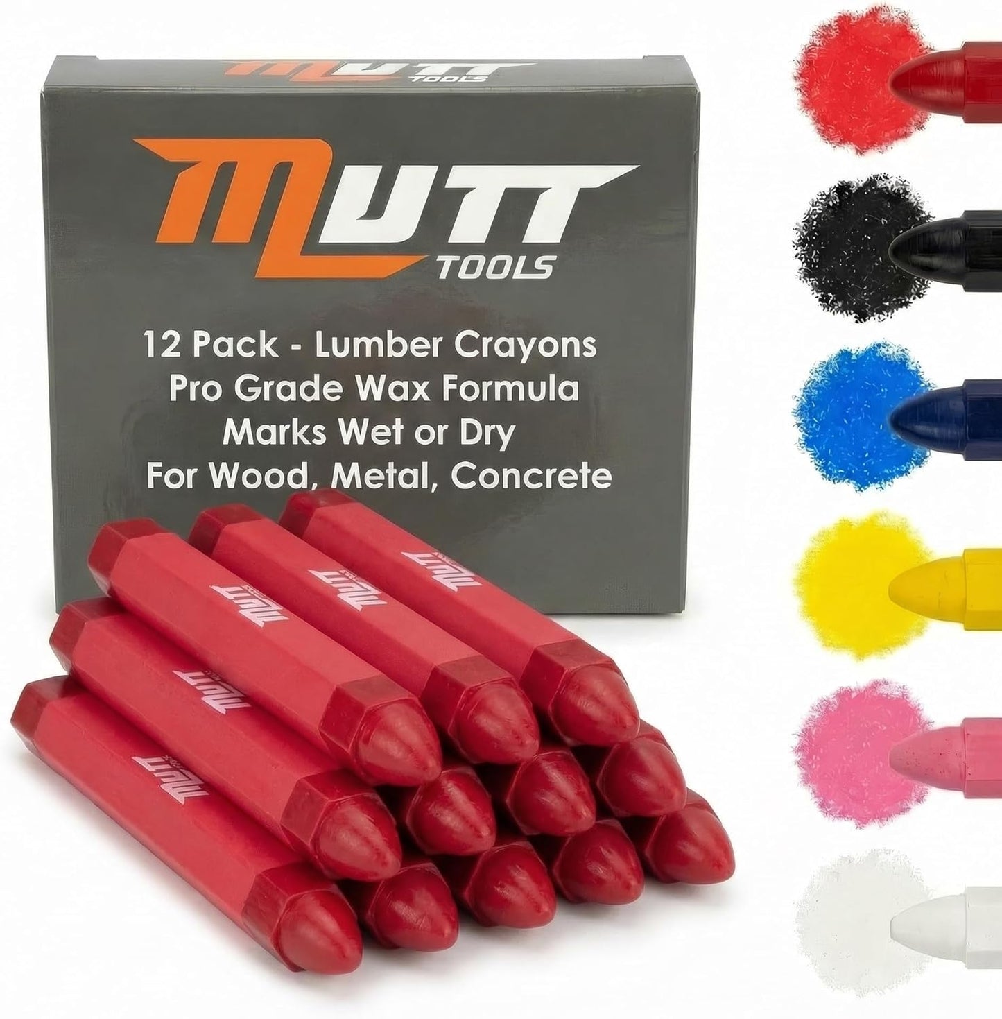 Set 12 Lápices Rojos Madera Carpintería Construcción