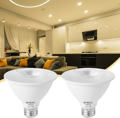 Paquete 2 Bombillas LED Par30 Regulables 11W Blanco Cálido Base E26