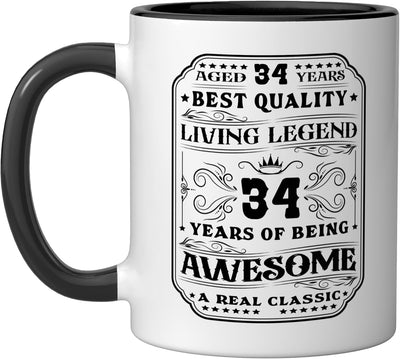 Taza Cerámica Hombre Negro Blanco 34 Años