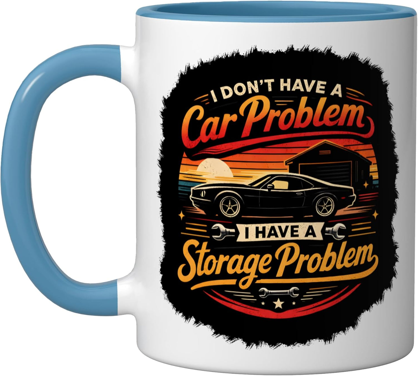 Taza cerámica Car Guy Garage Humor azul/blanco