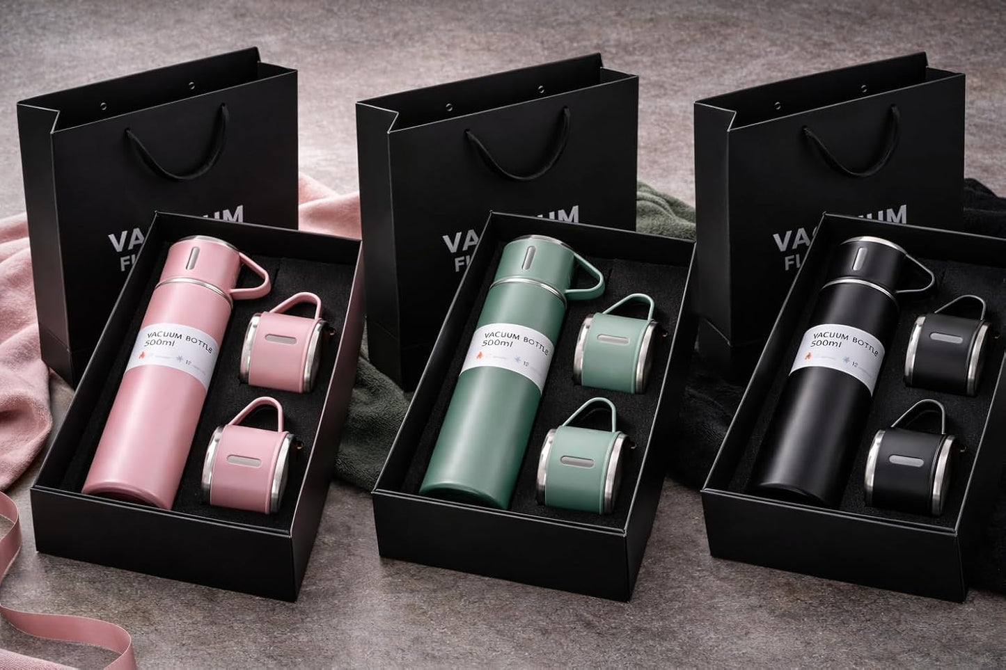Botella térmica acero inox con tapa rosa a prueba de fugas