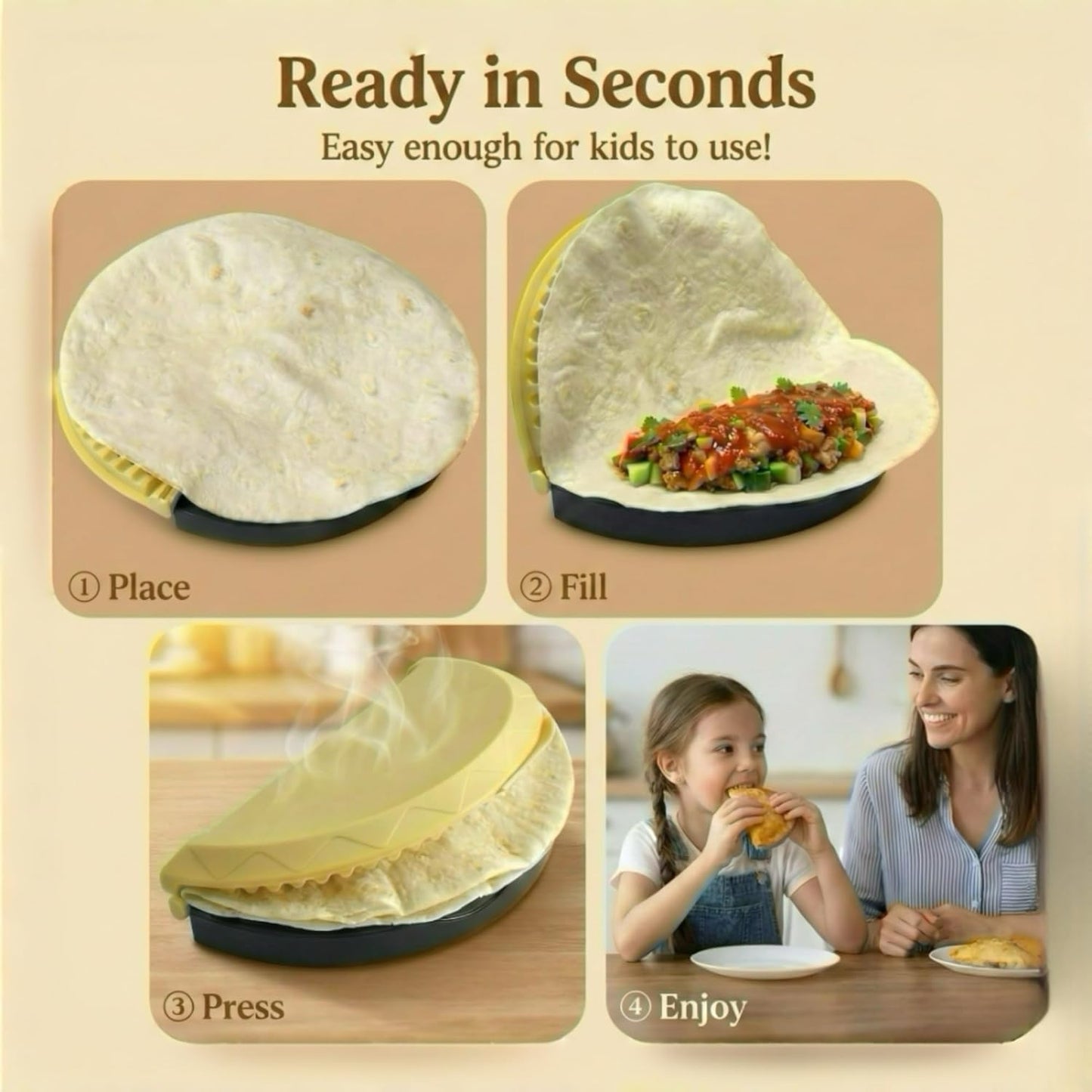 Sellador tortillas 3en1 para burritos quesadillas tacos