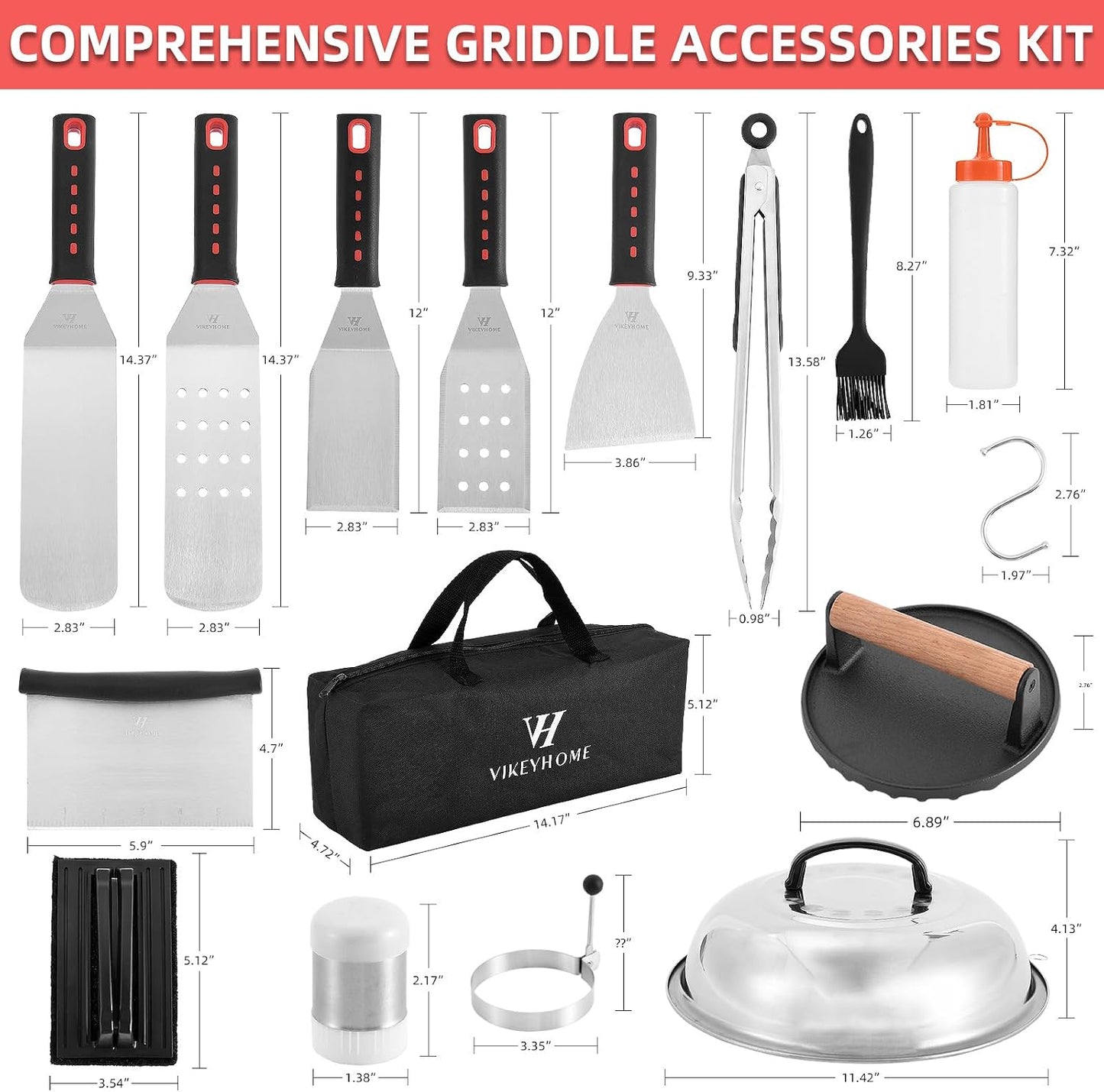 Kit 28 accesorios parrilla plana Blackstone con espátula y cubierta
