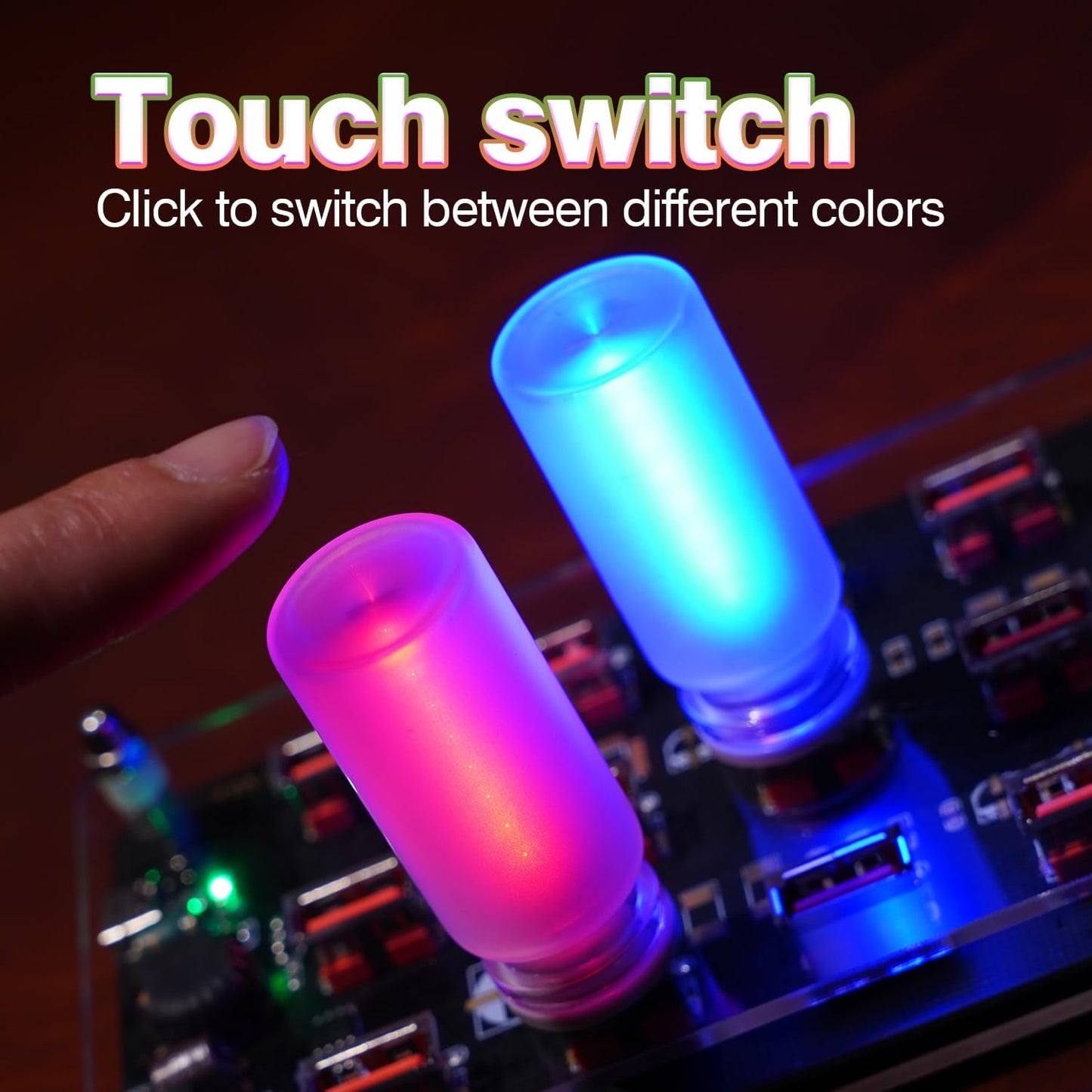 Luz Nocturna LED Portátil Control Táctil USB Vidrio 13 Modos