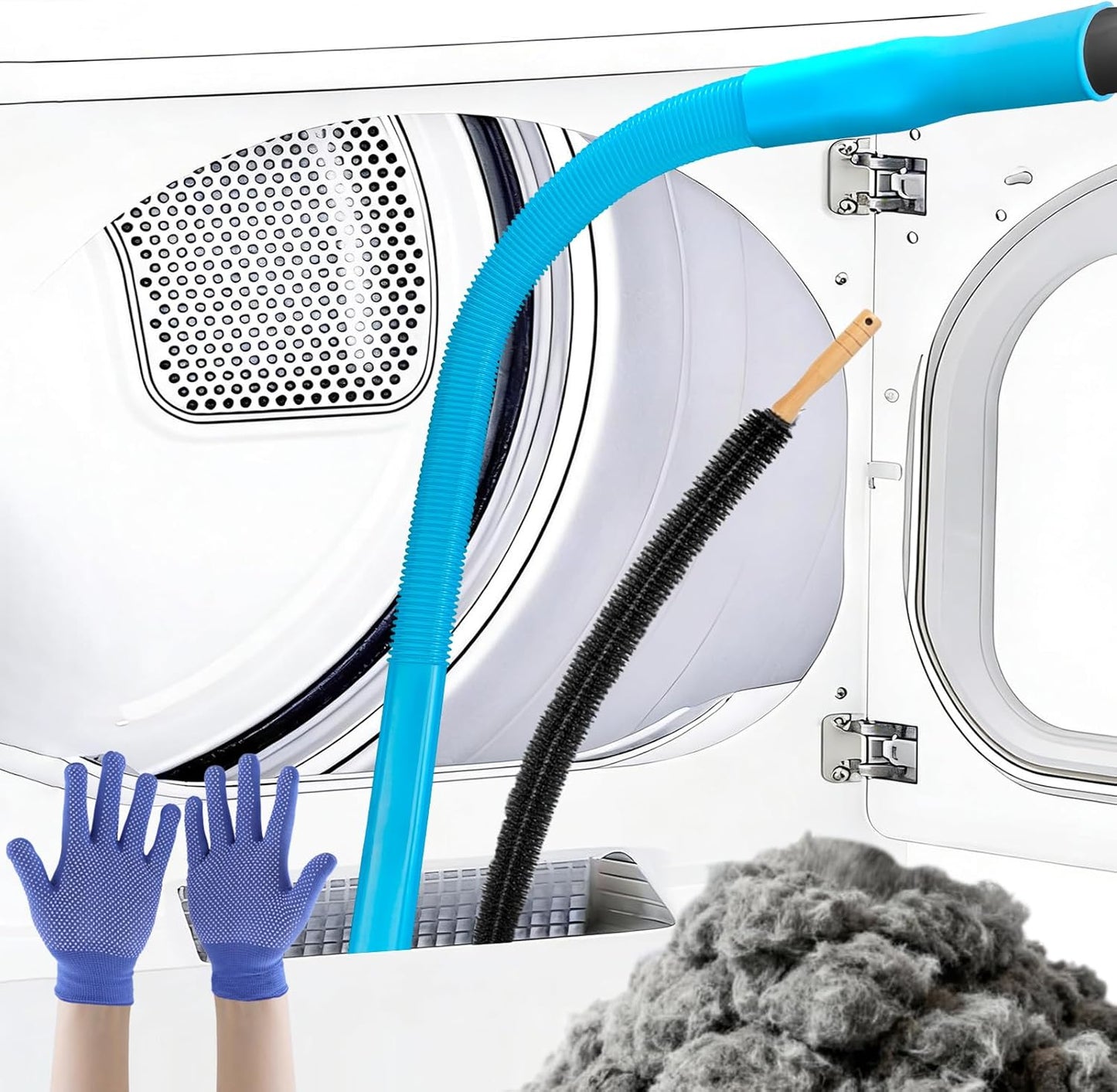 Kit limpieza ventilador secadora manguera vacío cepillo guantes