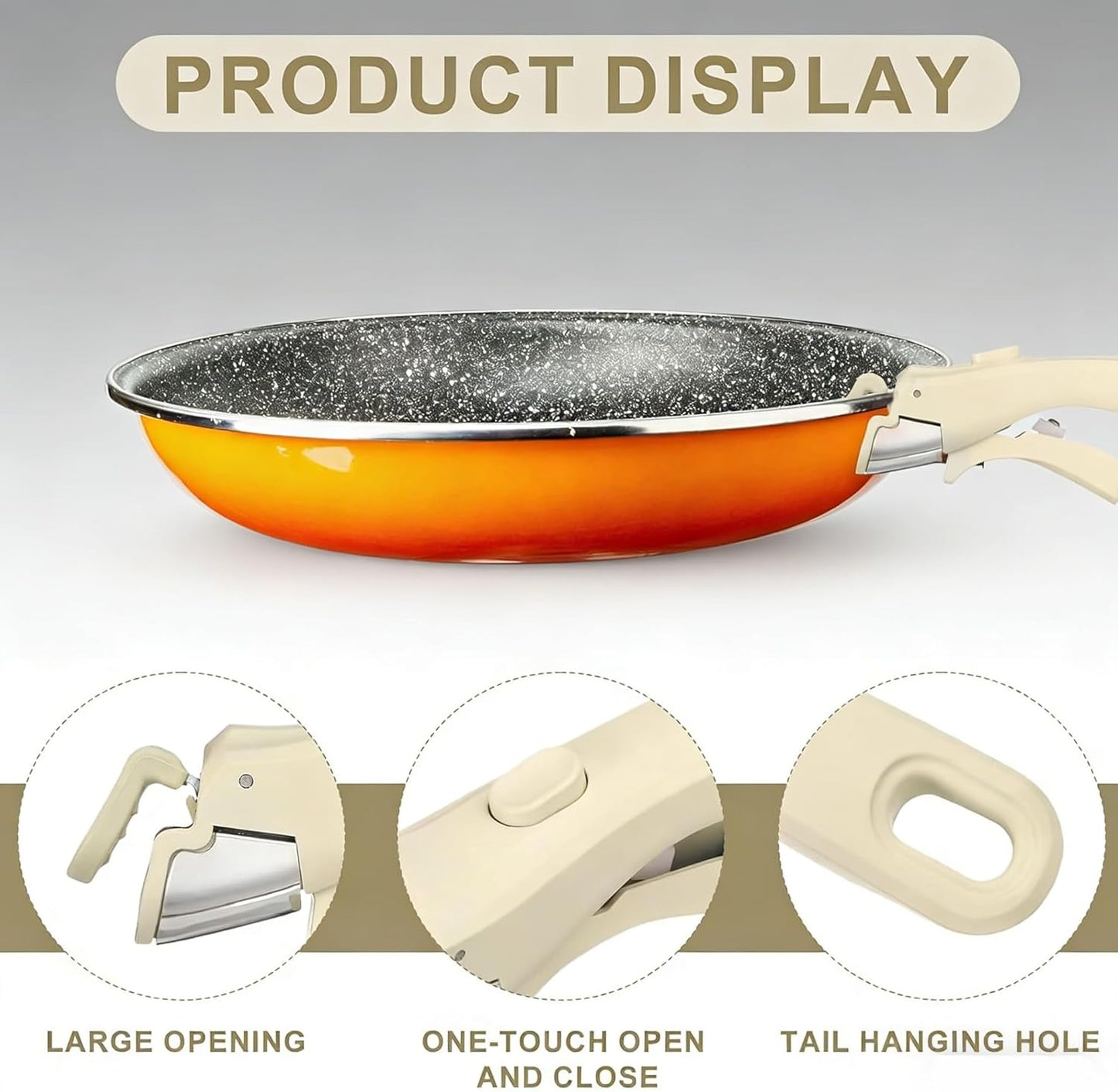 Mango sartén universal extraíble con almohadilla aislante