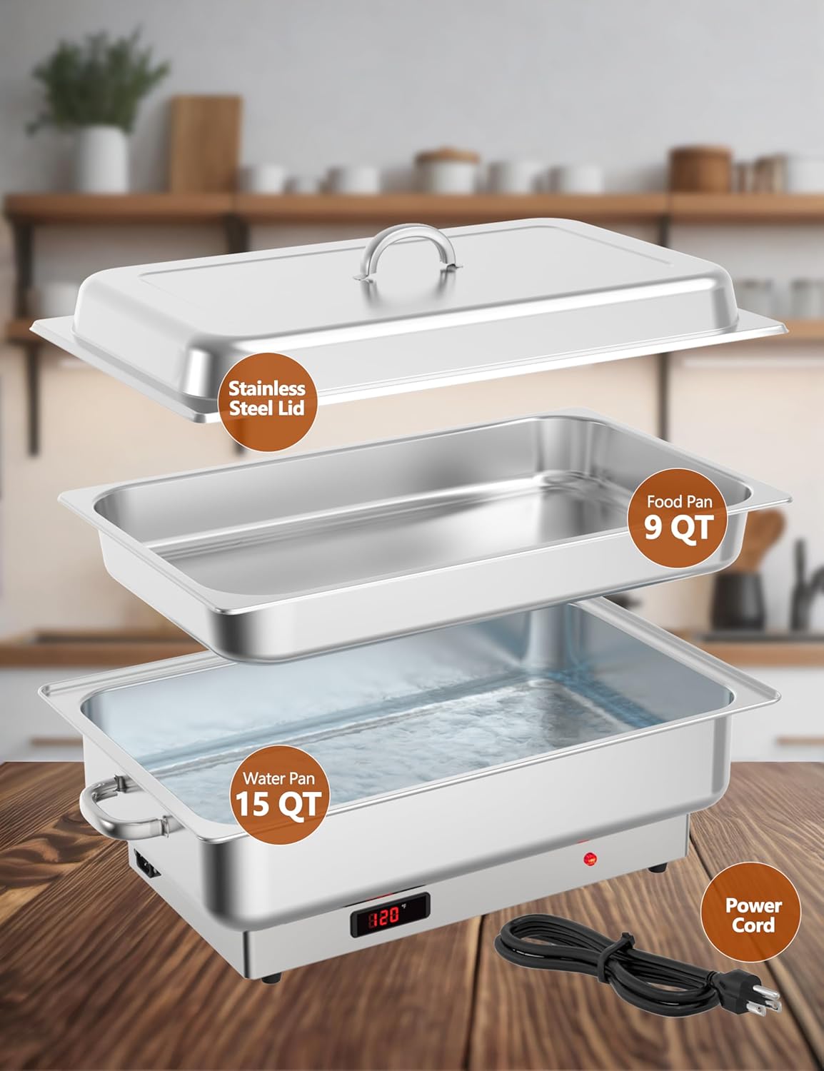 Platos para chafing Garvee de 9 QT, 1 pack