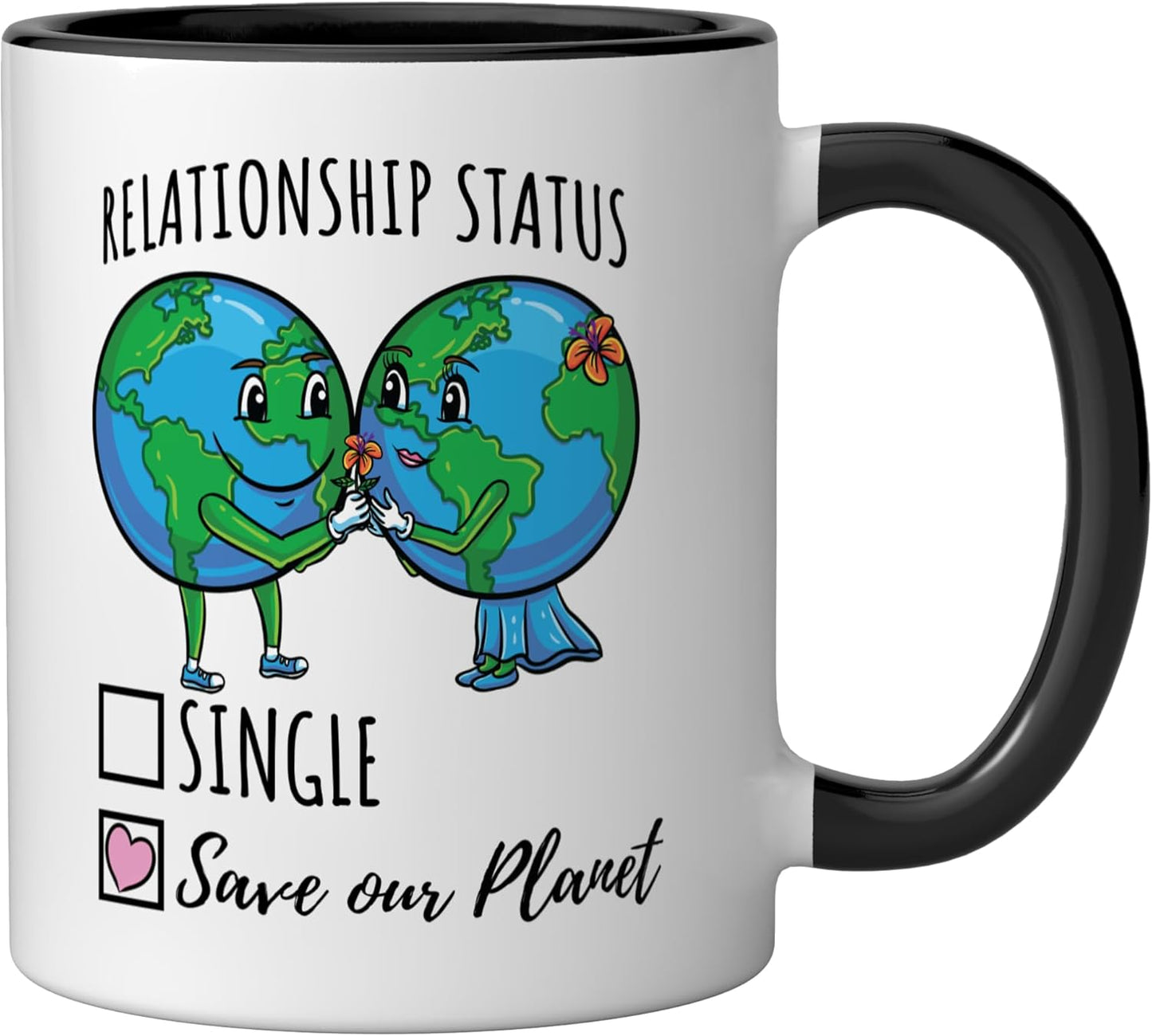 Taza cerámica Relationship Status Save Our Planet negra/blanca