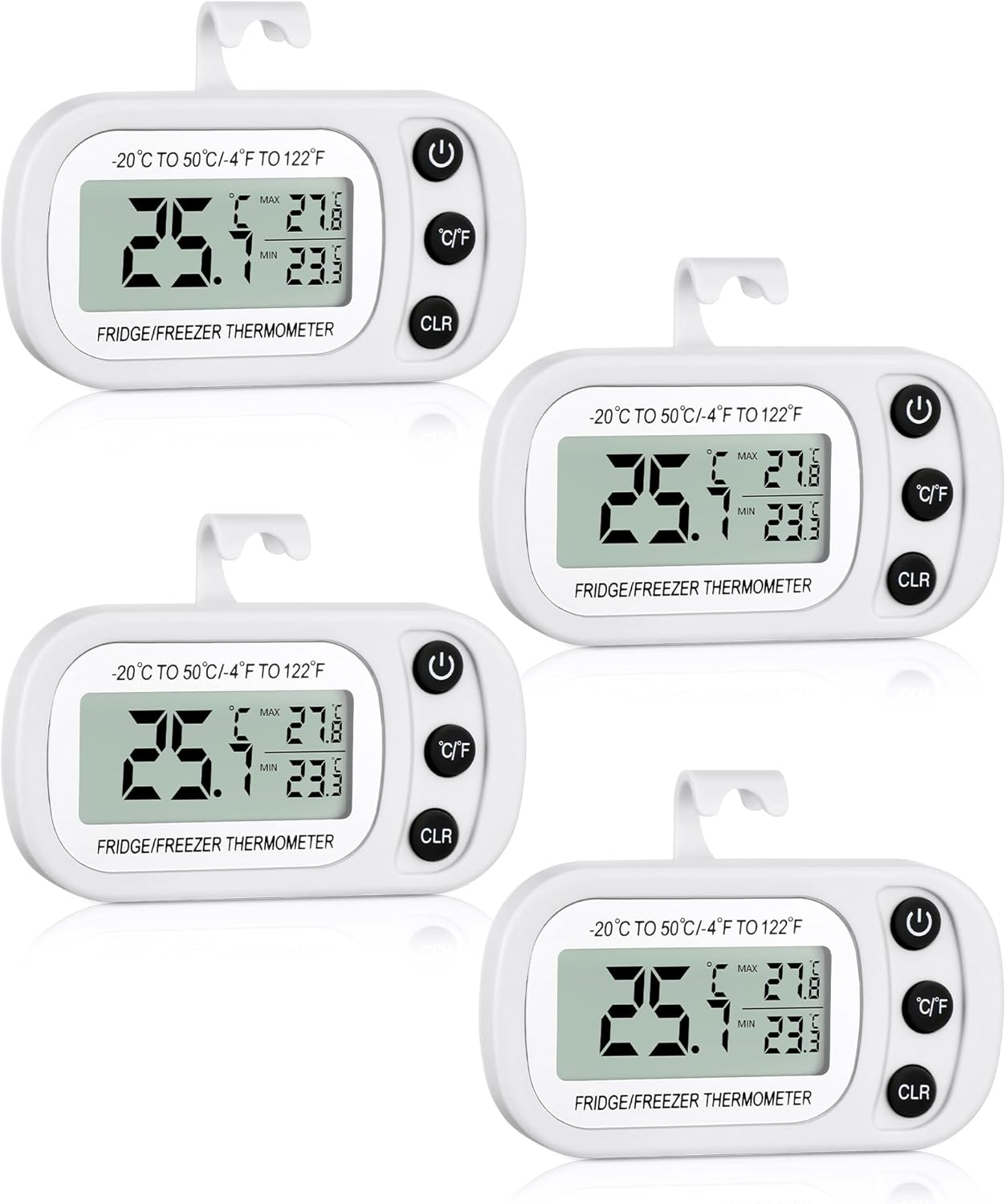Termómetro digital para nevera blanco impermeable 4 unidades con pantalla LCD