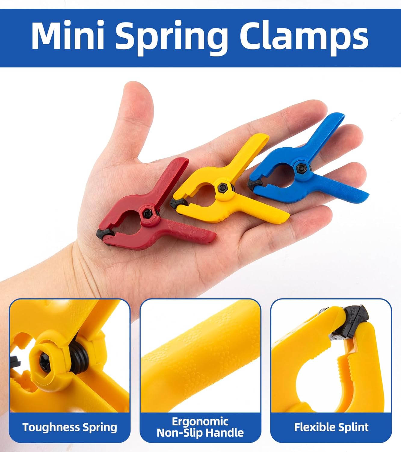 Pack 24 Abrazaderas Resorte Plástico 2.5pulg Carpintería