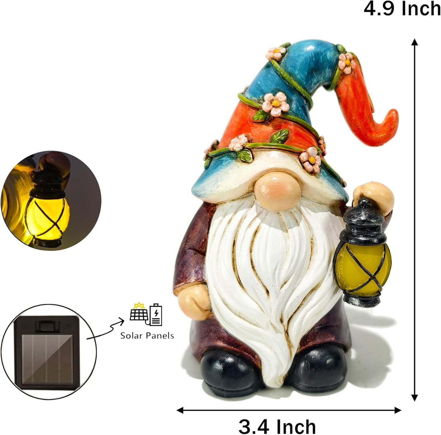 Estatuas gnomos LED 4.9pulg jardín porche decoración