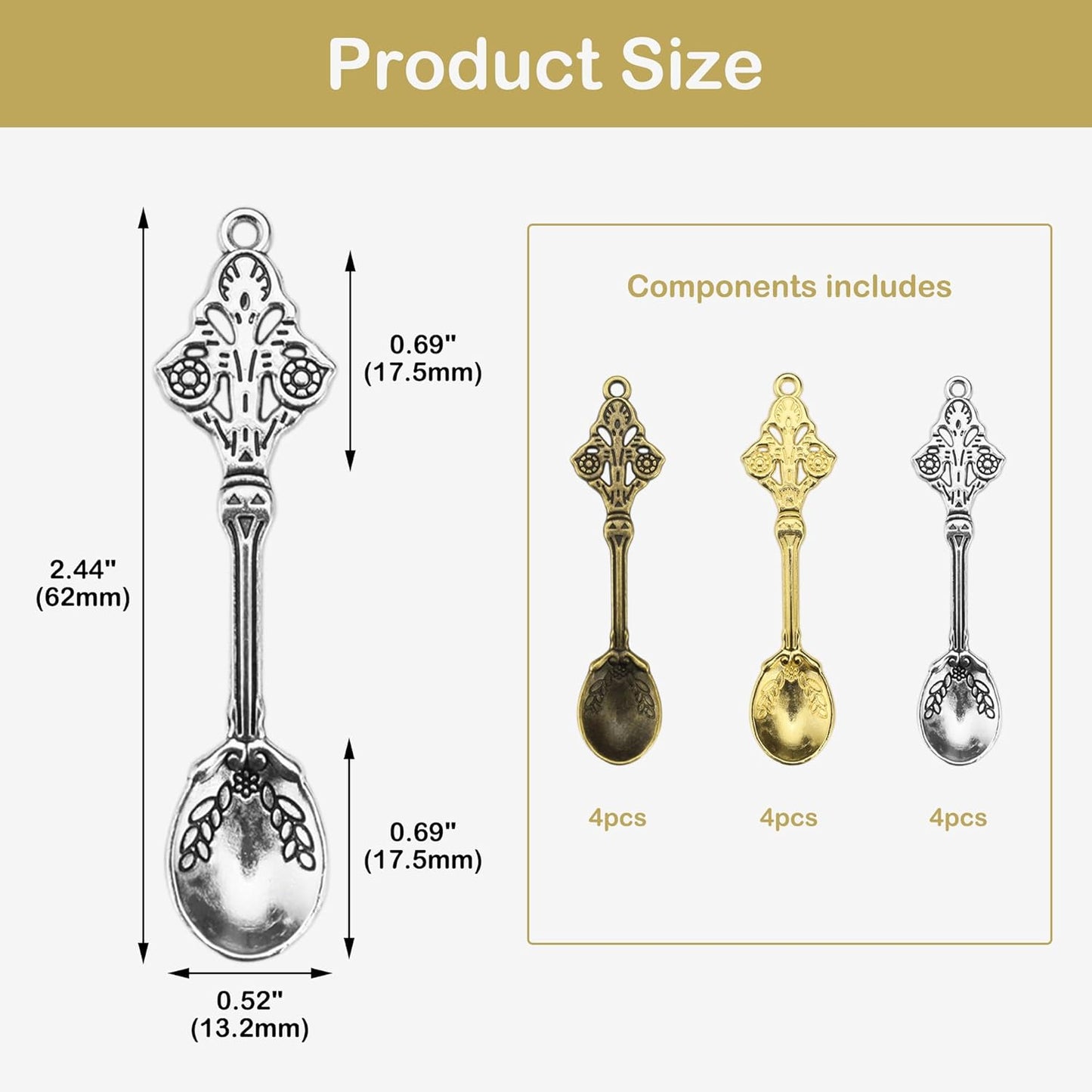12 Mini Cucharas Colgantes Metal para Hogar Especias