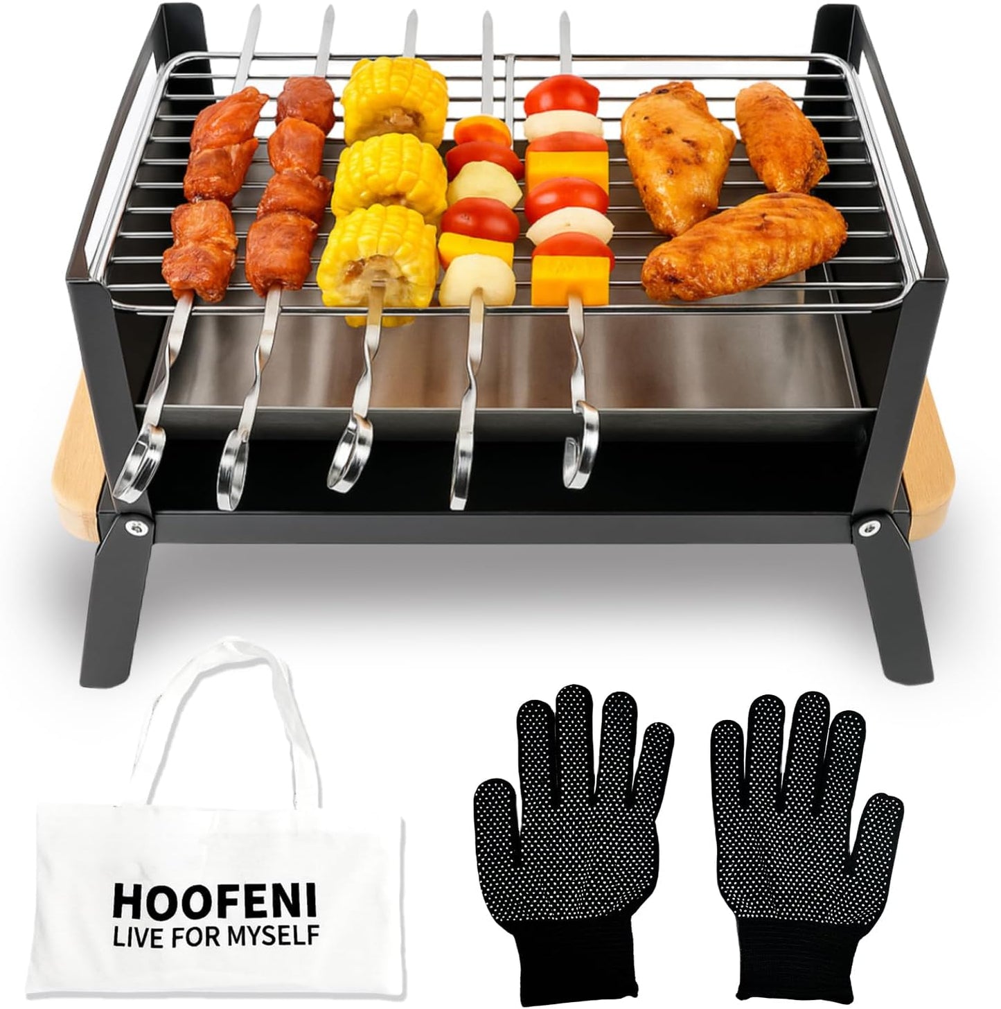 Parrilla carbón portátil acero inox plegable camping