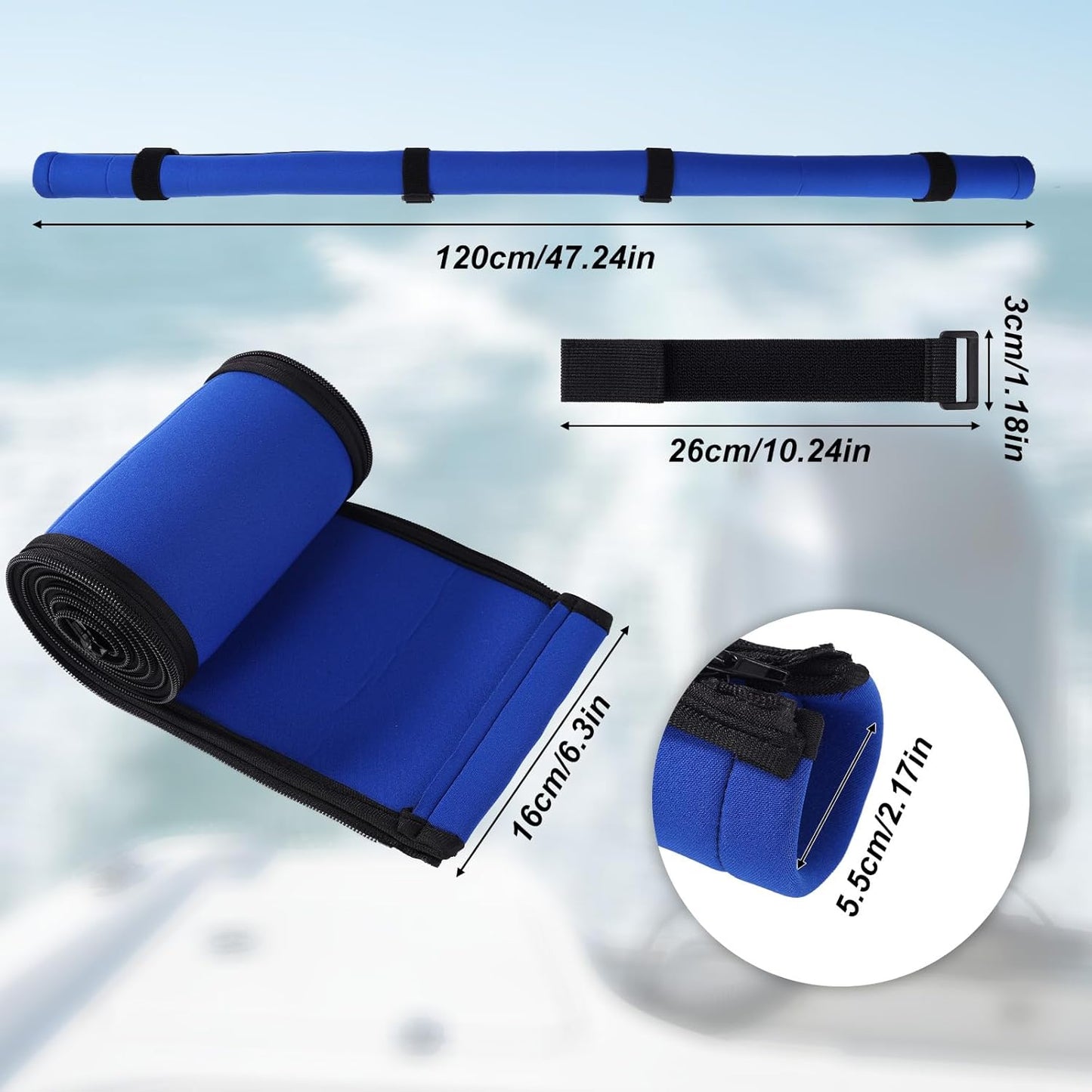 Funda motor arrastre 48pulg resistente barco azul