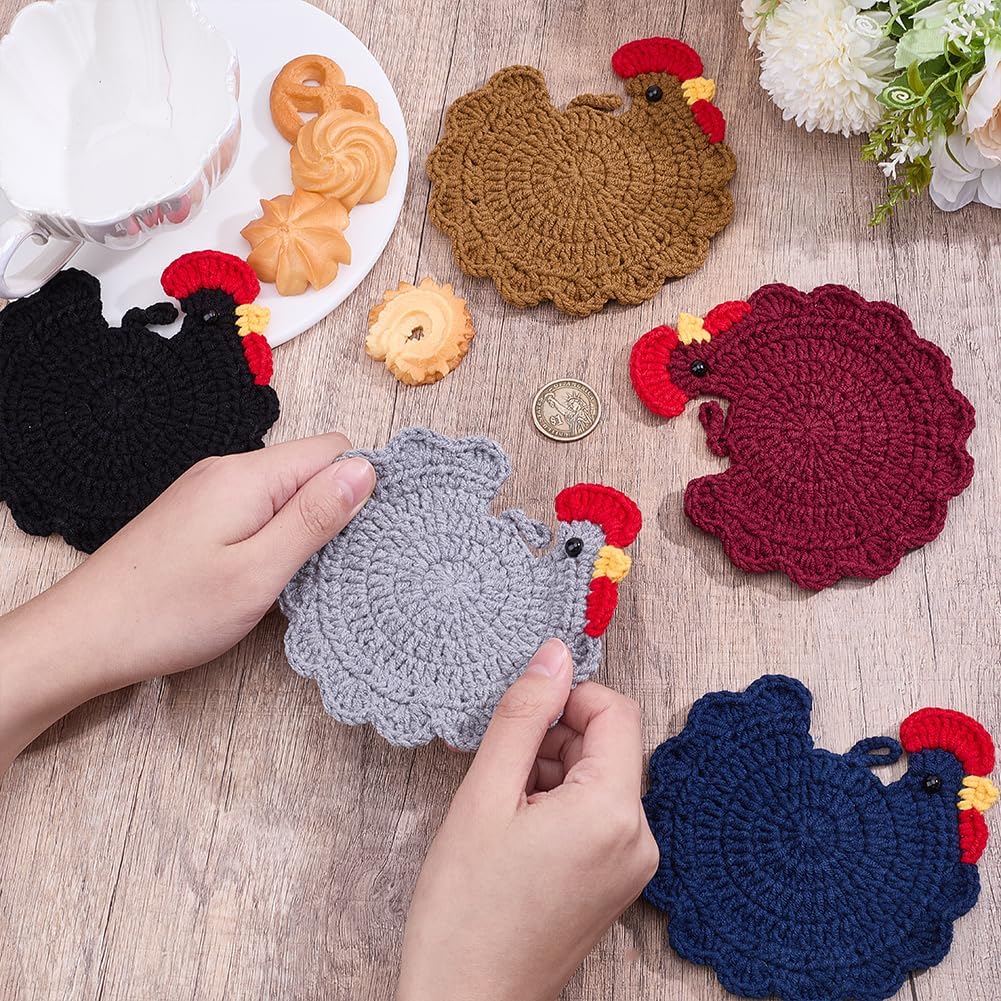 Cojines de mesa decorativos con gallinas tejidas a mano