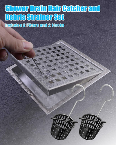 Colador drenaje ducha 2pulg con gancho 2 pzas negro