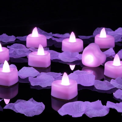 Set 1000 pétalos rosa morado con luces LED 12