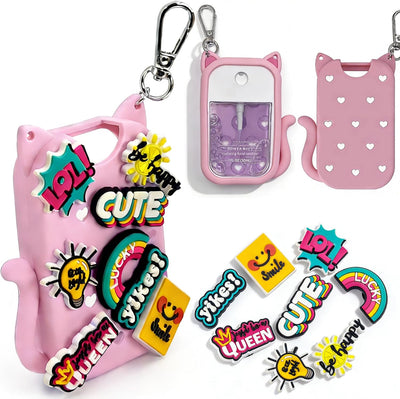 Funda silicona gato Touchland con llavero y dijes rosa