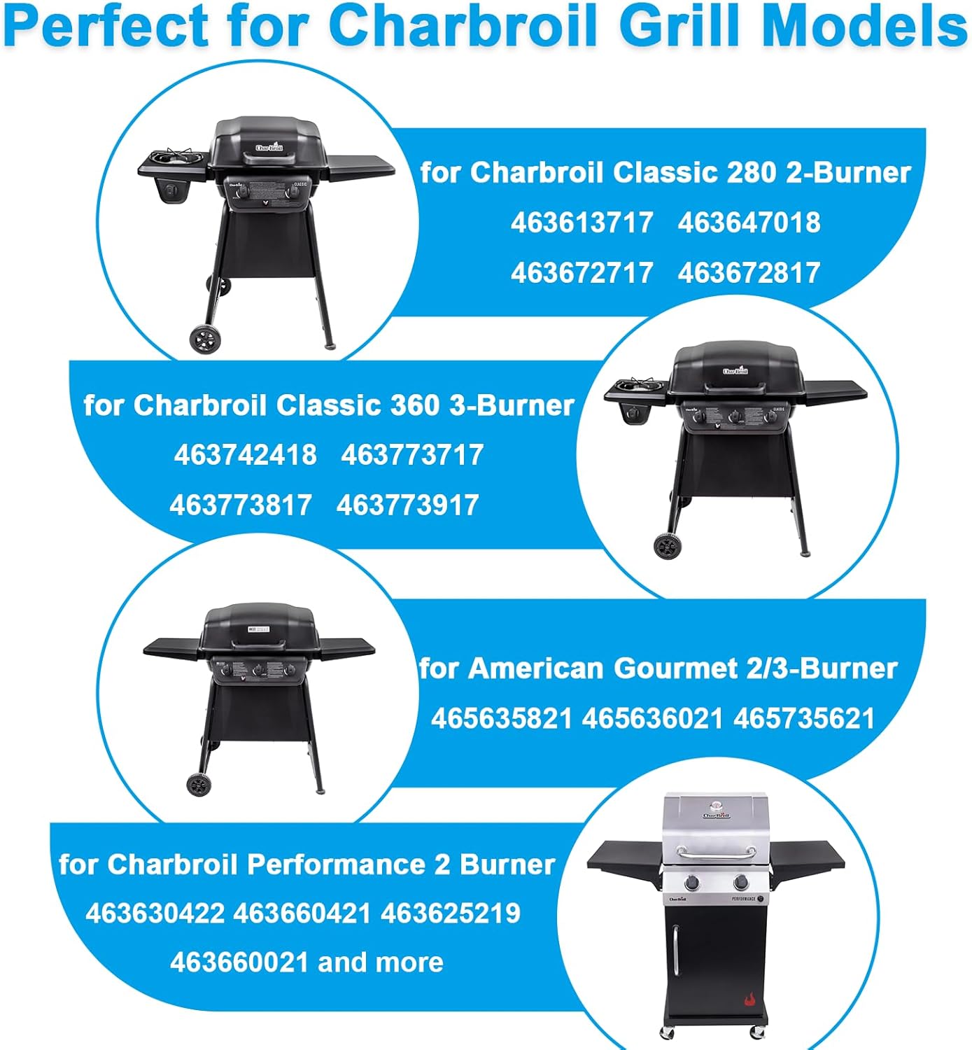 Perillas repuesto parrilla Charbroil Classic 280 y Performance 2-6