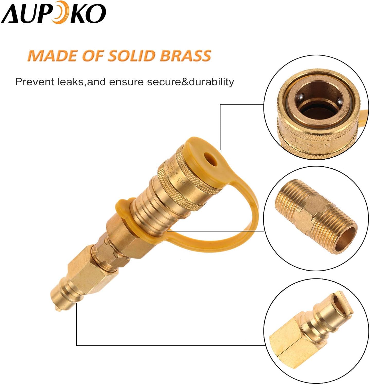 Conector gas propano 3/8pulg latón macizo desconexión rápida