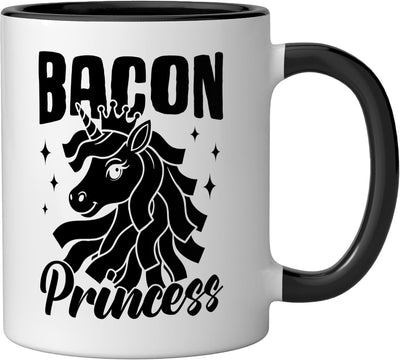 Taza Cerámica Princesa Huevos y Bacon Negro/Blanco