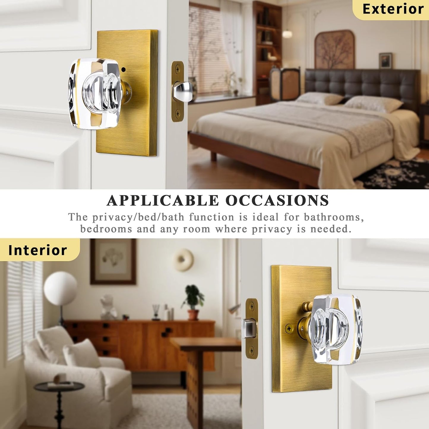 Pomos puerta latón antiguo con cerradura vidrio dormitorio baño