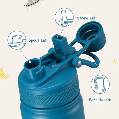 Botella de agua para niños Fijinhom 12 oz acero inoxidable aislada doble pared sin fugas