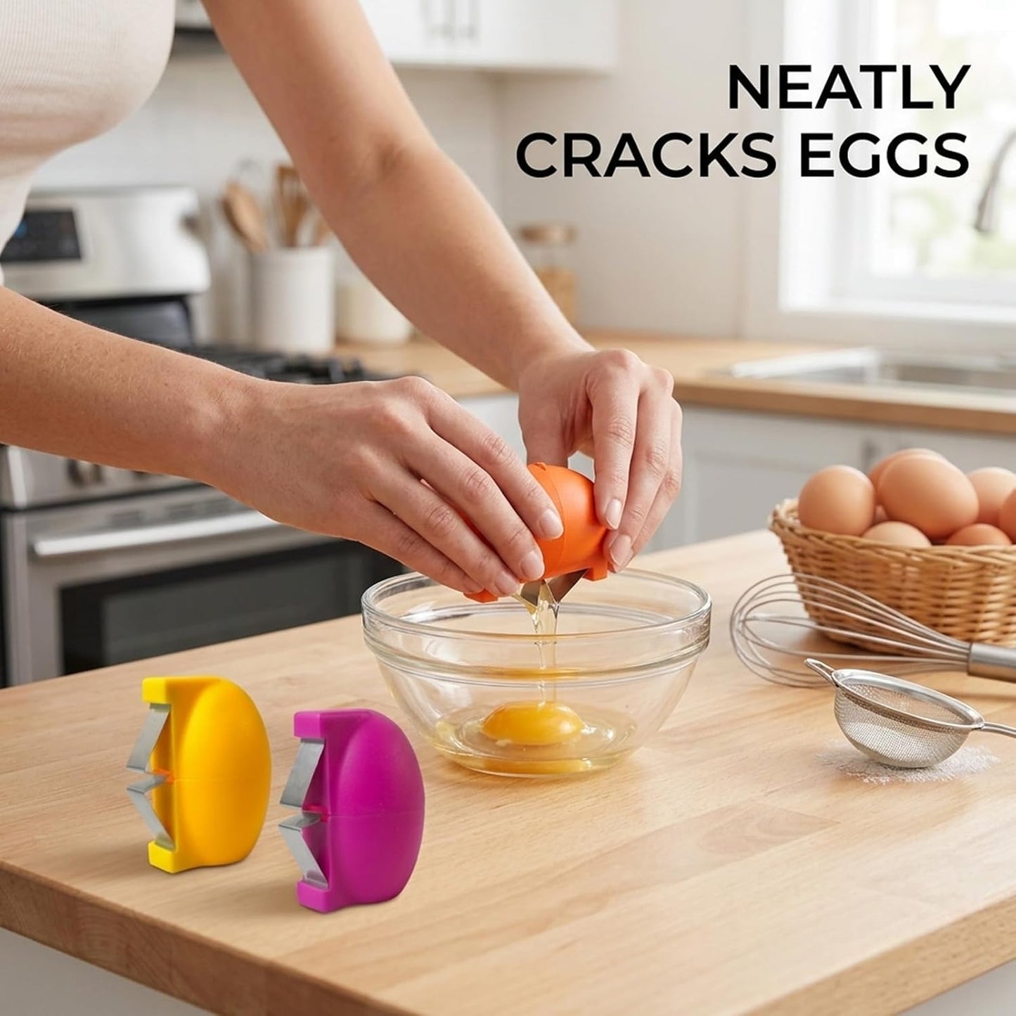 Herramienta pelar huevos con separador yema compacta