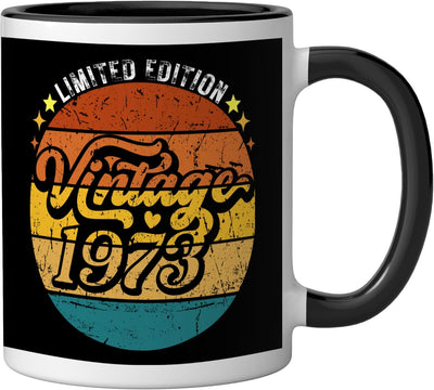 Taza cerámica vintage edición limitada 50 aniversario negro/blanco