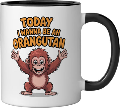 Taza de cerámica orangután divertido y lindo negro/blanco