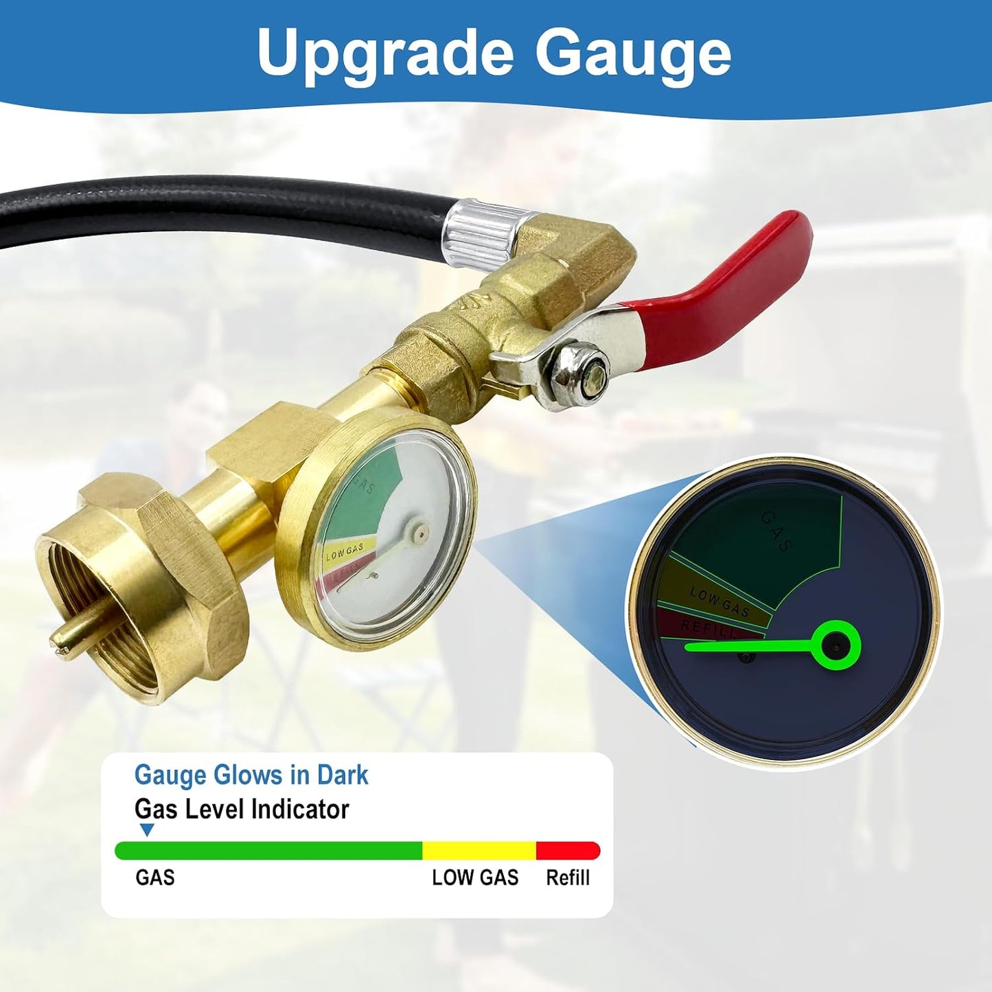 Adaptador recarga propano 1 lb manguera 36'' con medidor