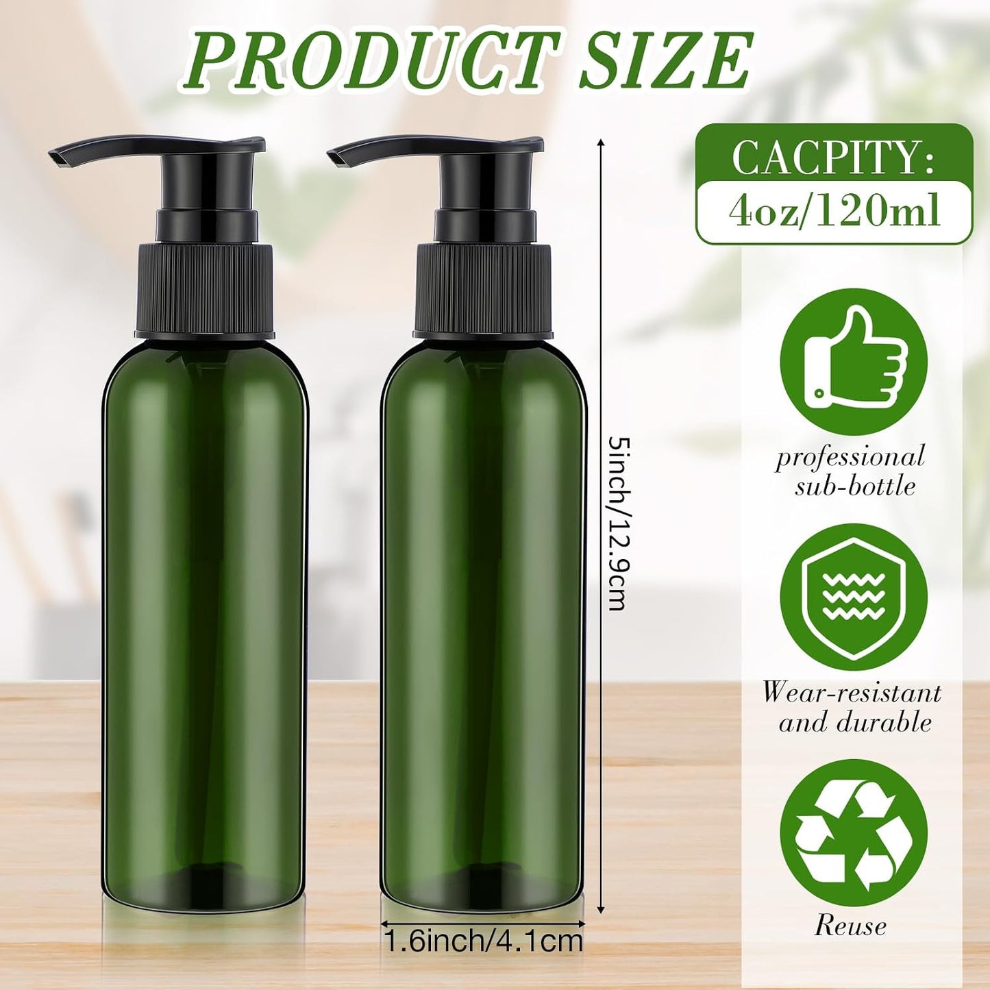 48 Botellas Plástico 4oz con Bomba Dispensador Champú