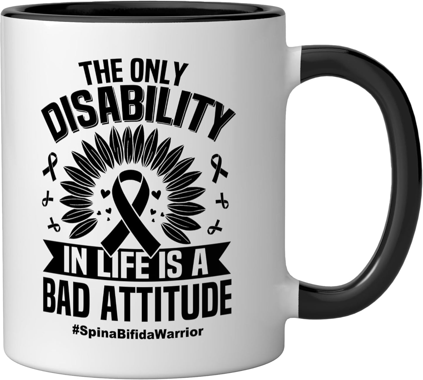 Taza cerámica Spina Befida Warrior negra/blanca