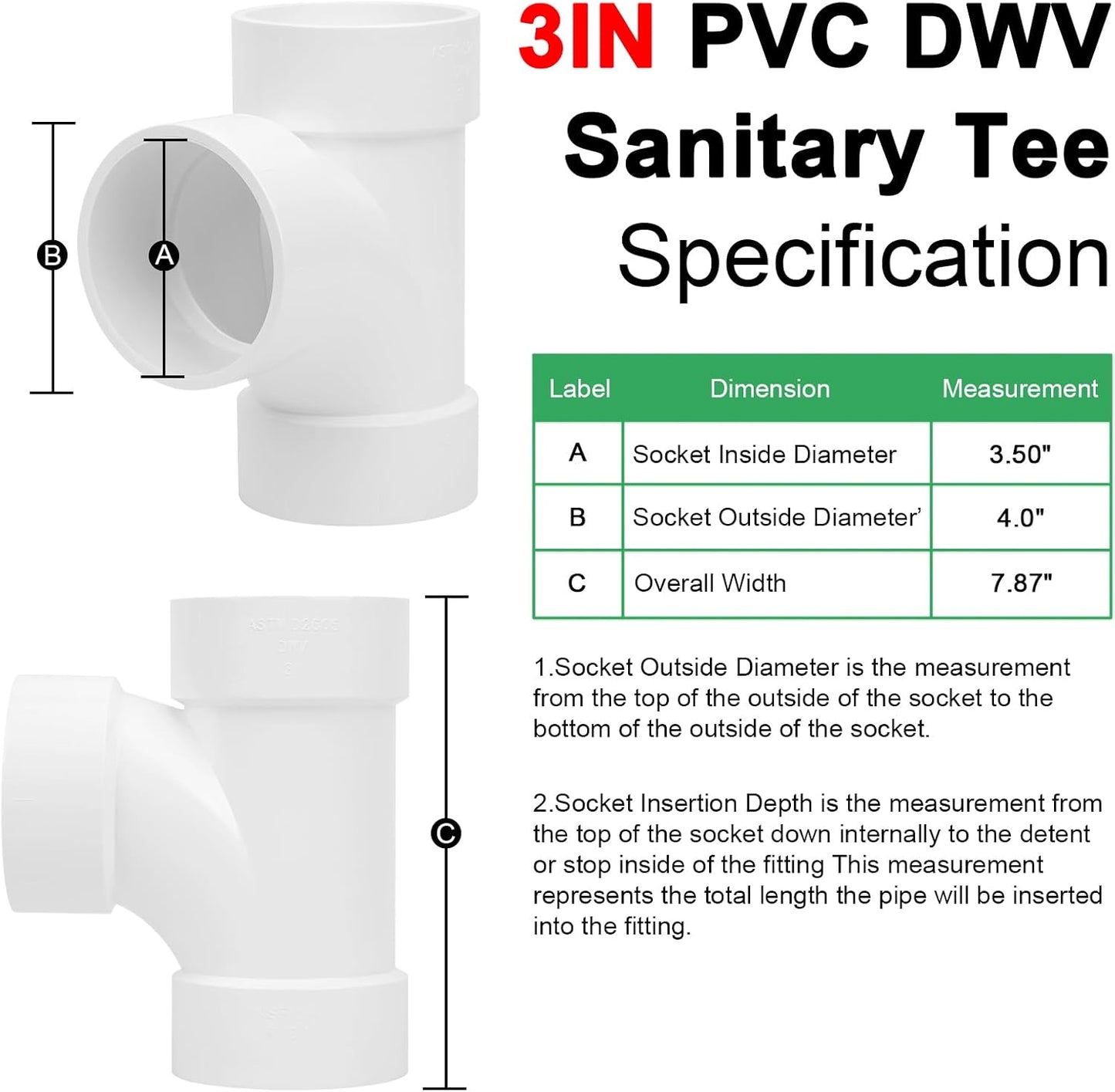 Adaptador PVC DWV 3pulg codo SCH40 drenaje