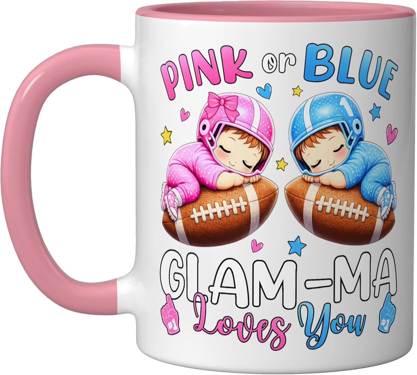 Taza Cerámica Fútbol Bebé Revelación de Género Rosa/Blanco