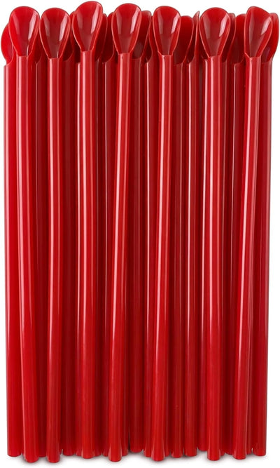 Pajitas de plástico rojas con extremo de cuchara 10 pulgadas paquete de 200