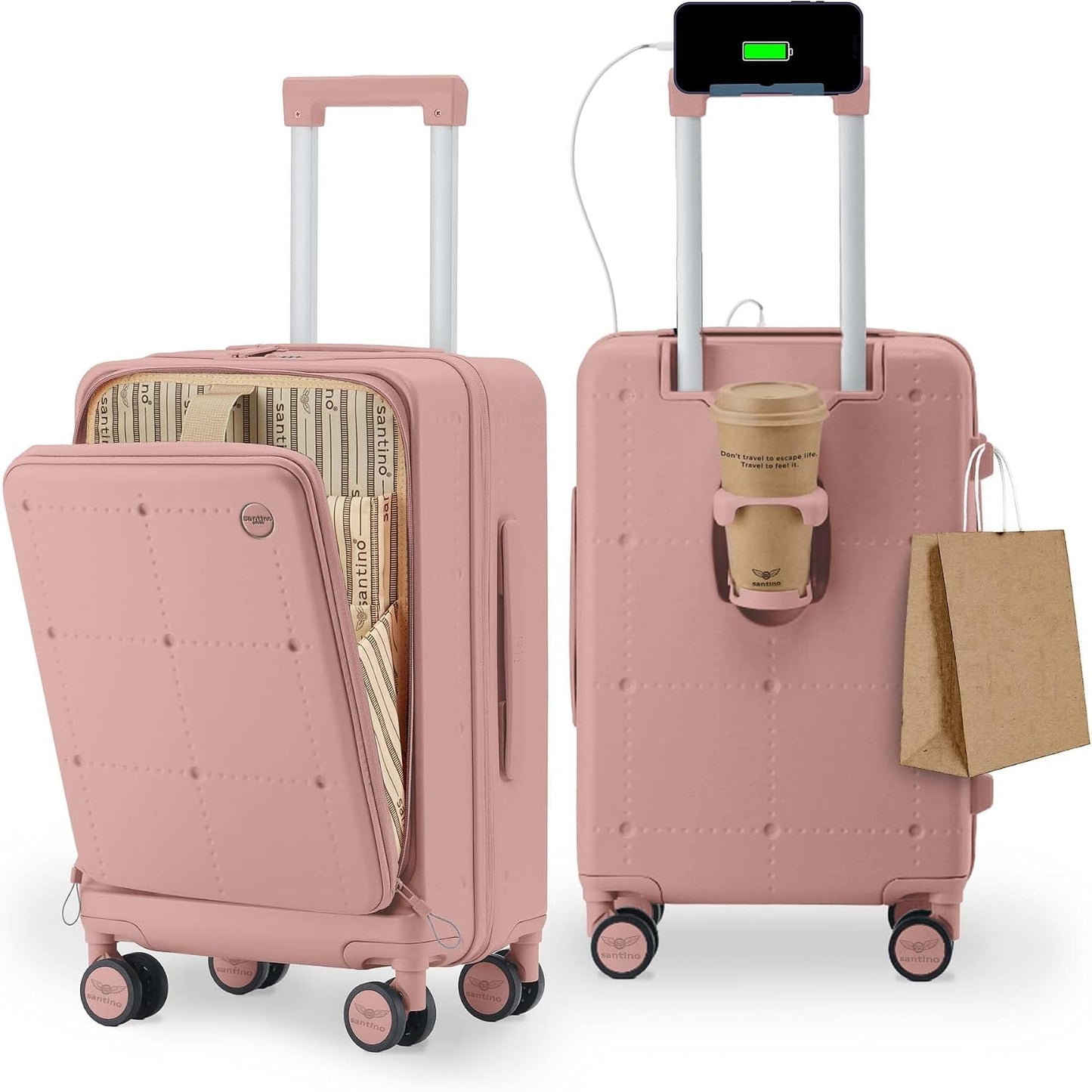 Maleta rígida PC 20pulg TSA con ruedas USB portavasos