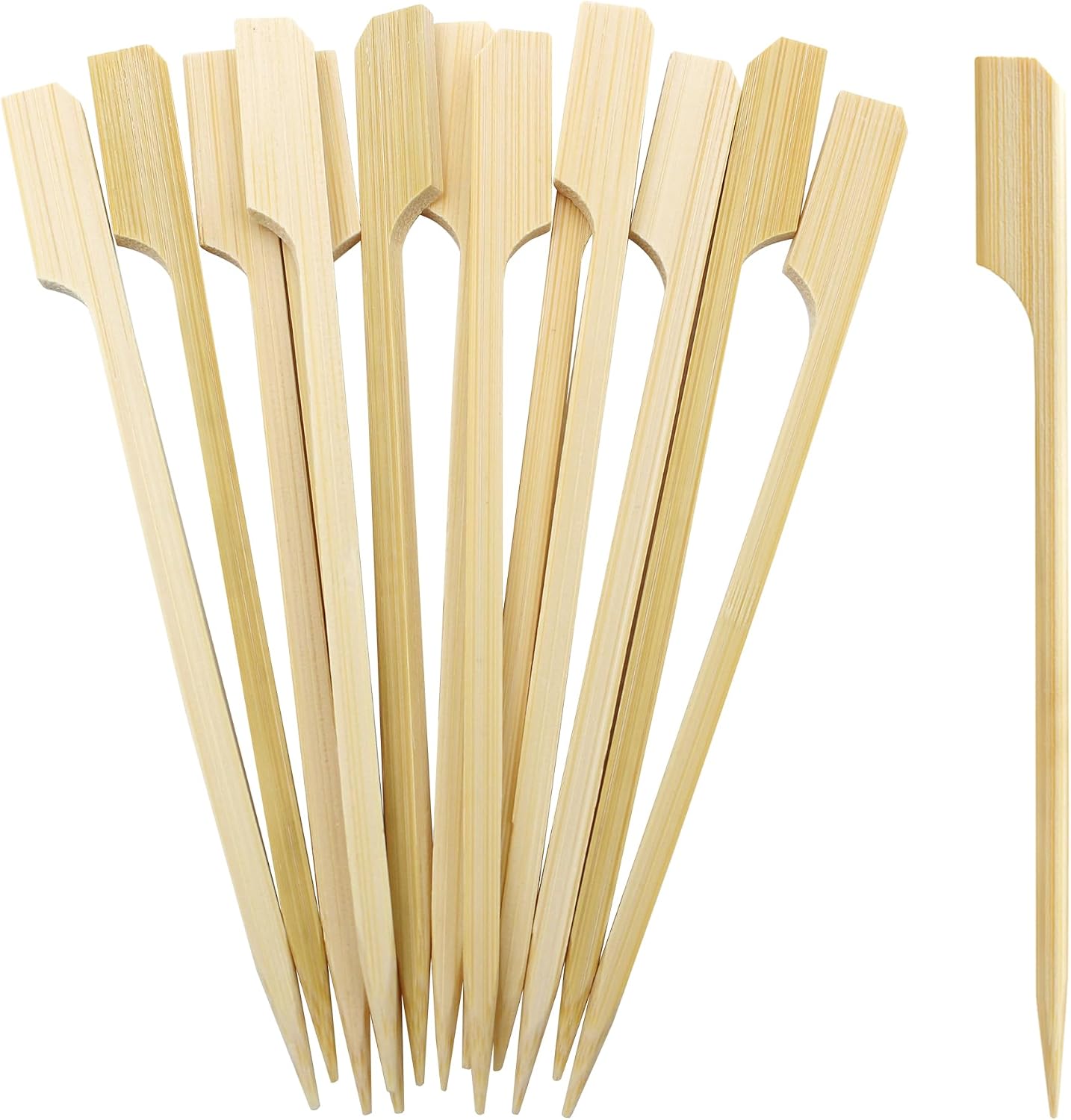 200 Palillos Bambú 6pulg Resistentes para Frutas Barbacoa