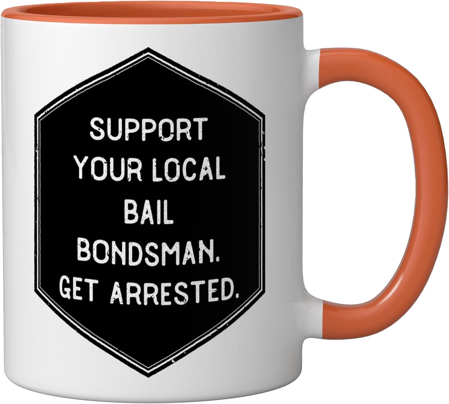 Taza Cerámica Soporte Local Bailsman Arrestado Naranja/Blanco