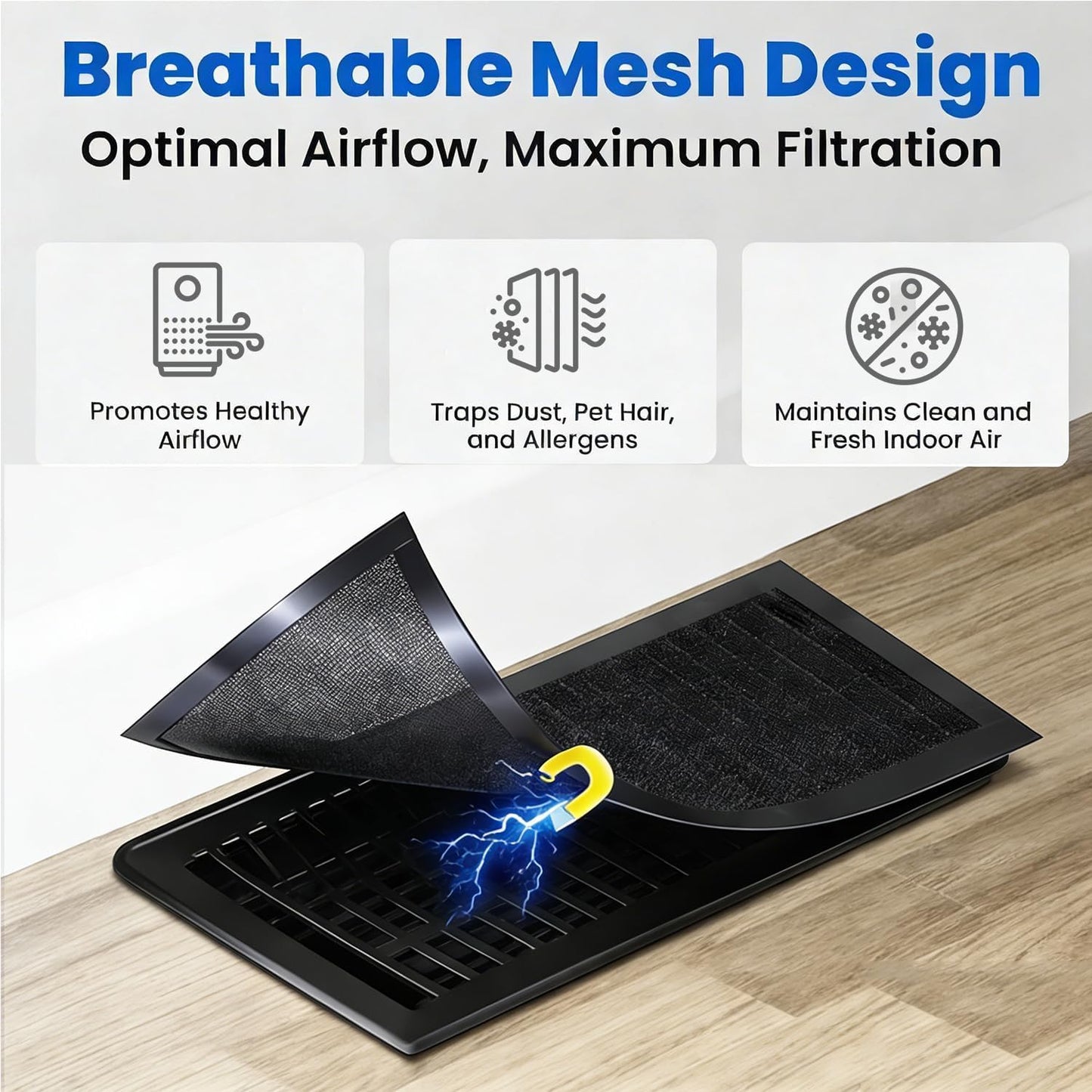 8 Fundas Magnéticas Ventilación 5.5x12pulg Piso Hogar