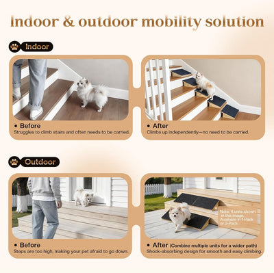 Rampa ajustable para perros antideslizante 3 alturas madera maciza