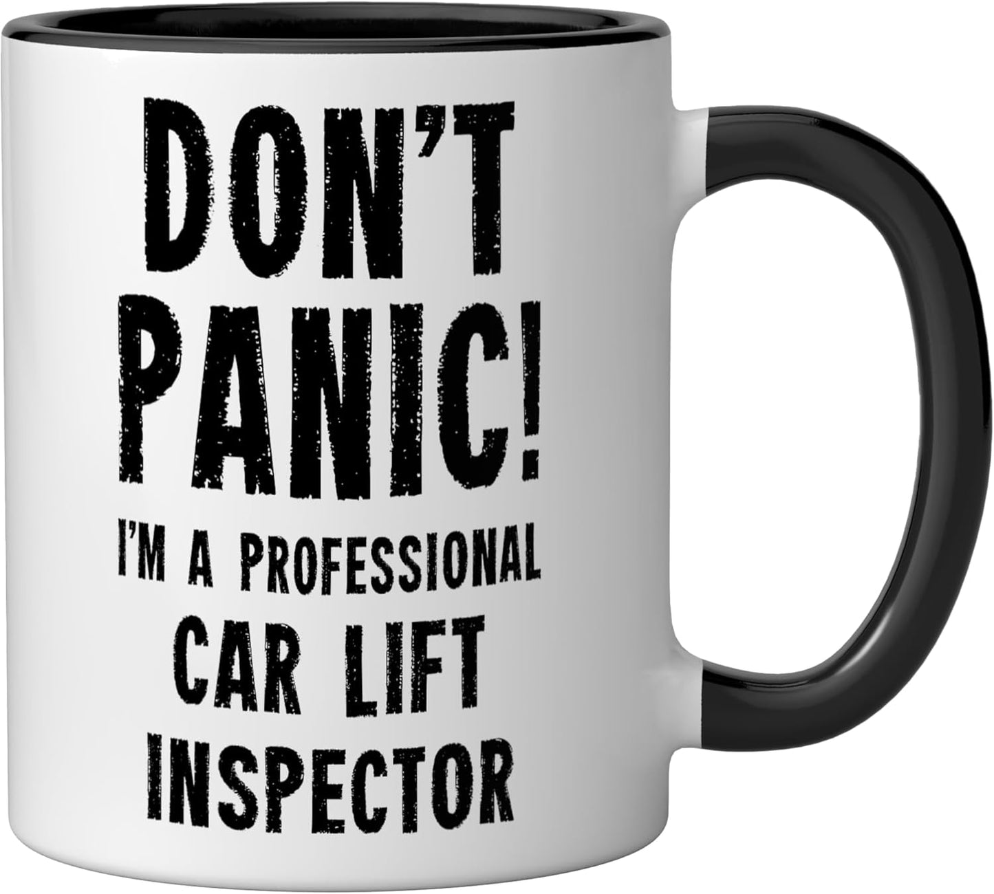 Taza Cerámica Car Lift Inspector Negro/Blanco