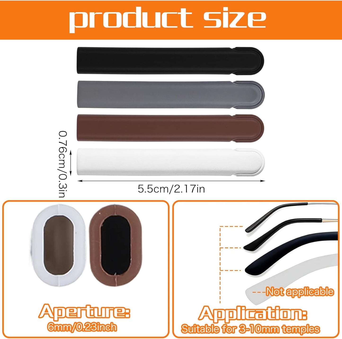 Almohadillas antiderrap silicona para gafas 4 pzas negr gris marr