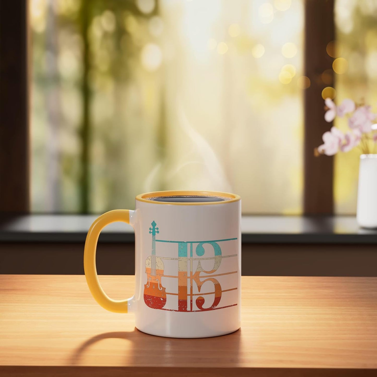 Taza cerámica para violista Alto Clef Viola Player Amarillo/Blanco