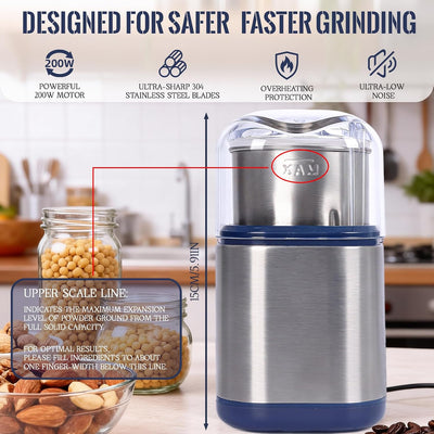 Molinillo eléctrico acero inox para café y especias